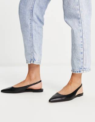 ASOS DESIGN Lala slingback ballet flats in black