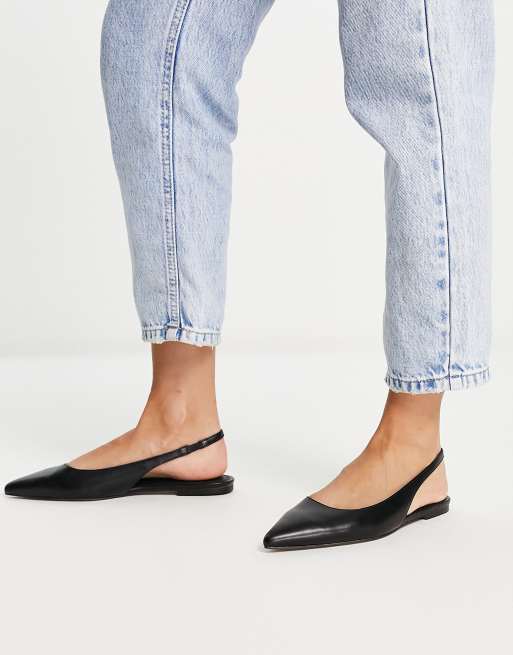 Black flat 2025 slingback shoes