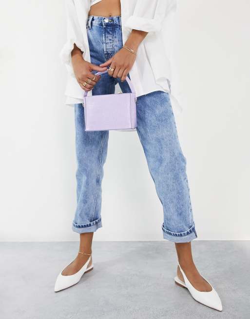ASOS DESIGN – Lala – Spitze, flache Schuhe mit Fersenriemen in Weiß, 4 von 4