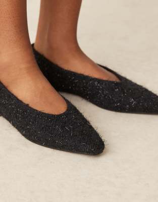 Asos Design Lambert Chisel Toe Ballets In Black