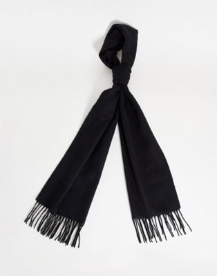 ASOS DESIGN lambswool blend scarf in black