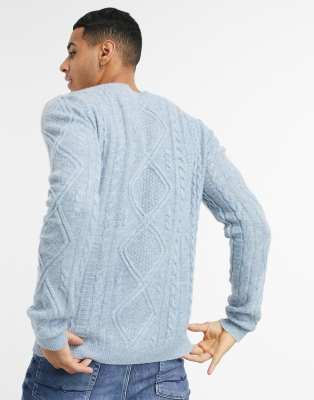 lambswool cable crewneck sweater