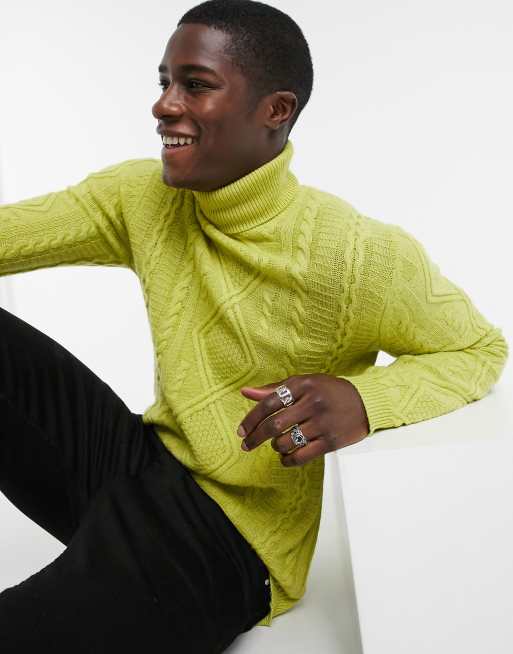 Lime green turtleneck clearance men