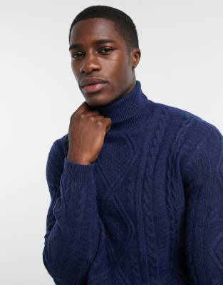 navy blue roll neck