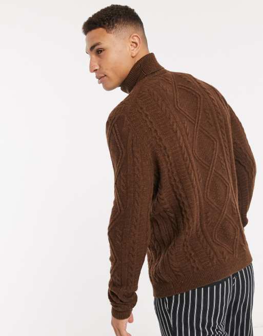 ASOS Design Cable Knit Roll Neck Sweater