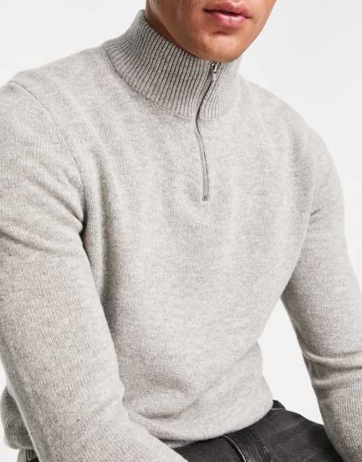 Mens grey half online zip jumper