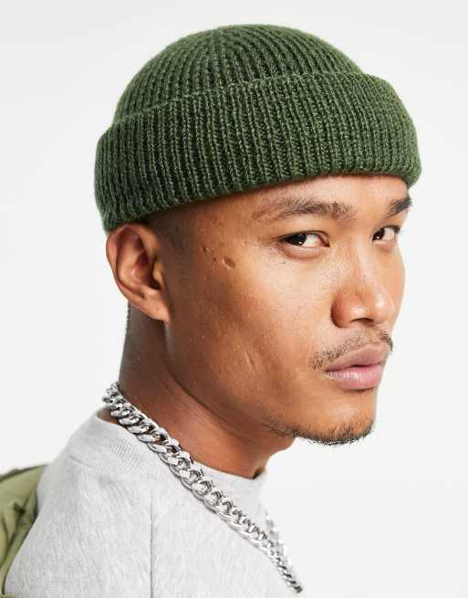 ASOS DESIGN lambswool mini fisherman ribbed beanie in | ASOS