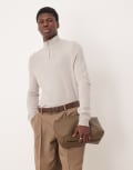 [ASOS DESIGN] ASOS DESIGN lambswool quarter zip knitted jumper in light grey M Light grey