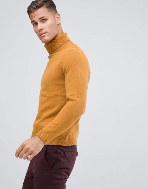 Mustard roll 2025 neck jumper mens