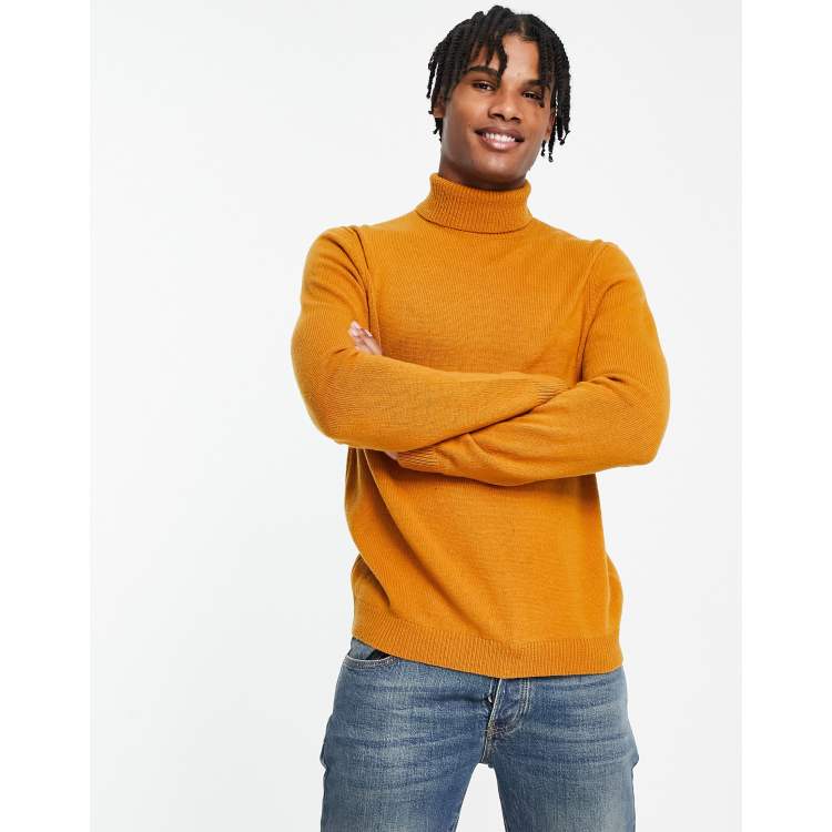 Mens mustard store polo neck