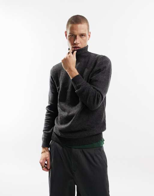 Charcoal Lambswool Crew Neck Jumper