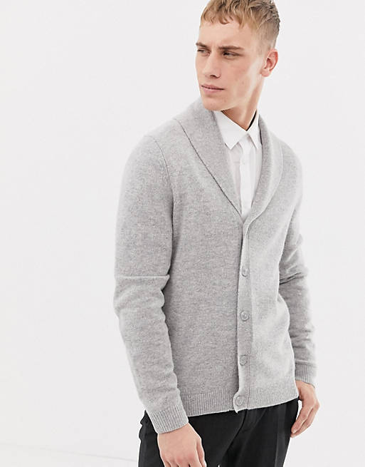 ASOS DESIGN lambswool shawl cardigan in light grey | ASOS