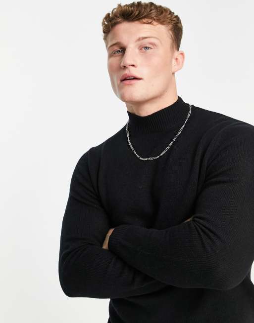 Mens black turtle neck jumper sale