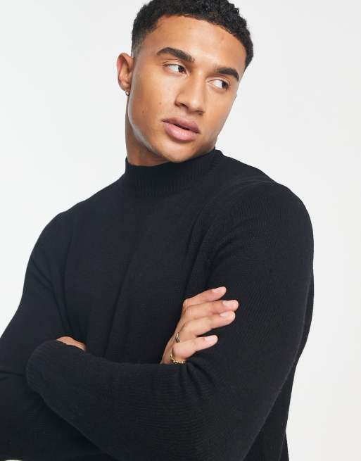 ASOS DESIGN lambswool turtleneck sweater in black