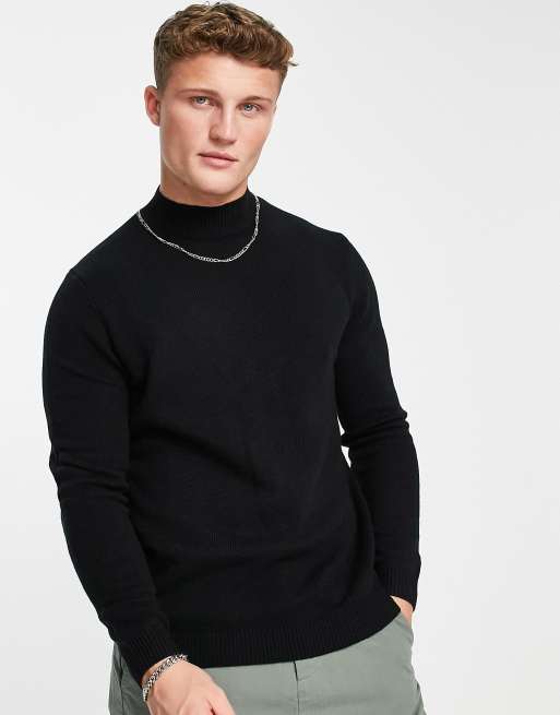 ASOS DESIGN lambswool turtleneck sweater in black, 3 of 4