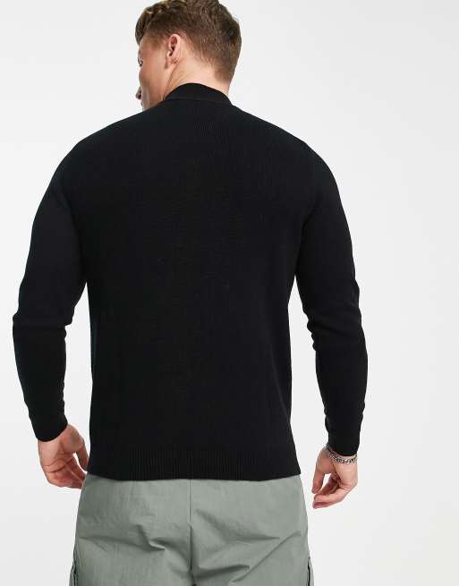 ASOS DESIGN – Lammwollpullover mit Stehkragen in Schwarz, 4 von 4