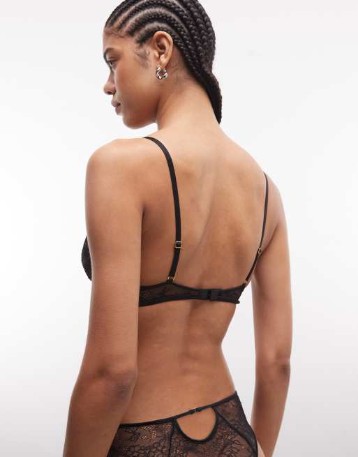 ASOS DESIGN Lana all over lace underwire bra in black, 4 of 4