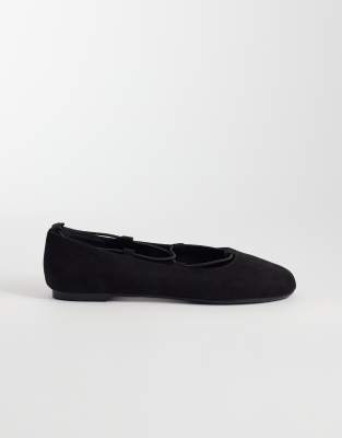 Lance - Ballerinas aus Wildlederimitat in Schwarz mit elastischen Details Schwarz 40
