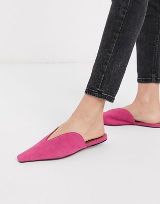 pink suede mules