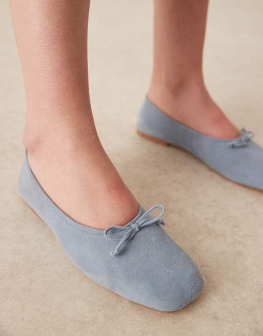 ASOS DESIGN – Landmark – Pastellblå ballerinaskor i mocka med hög vamp, 4 av 4