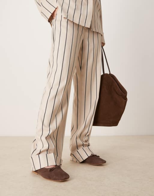 ASOS DESIGN Landmark suede high-vamp ballet flats in brown