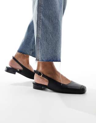 ASOS DESIGN - Landon - Ballerinas in Schwarz mit Fersenriemen