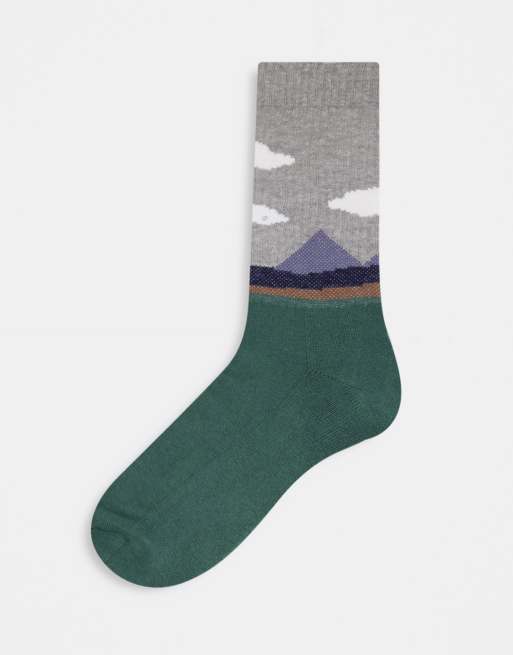 ASOS DESIGN landscape clouds sports socks