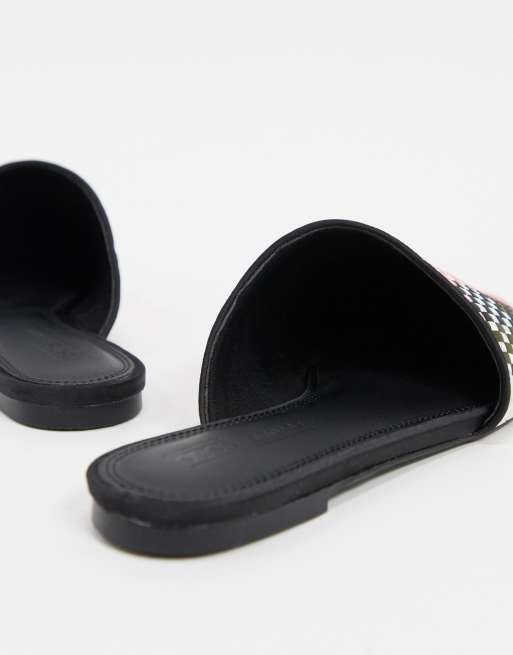ASOS DESIGN Lane pointed mules in pink black white weave, 4 of 4