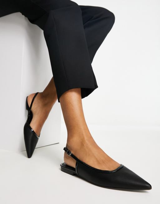 Black slingback 2025 flats women's shoes