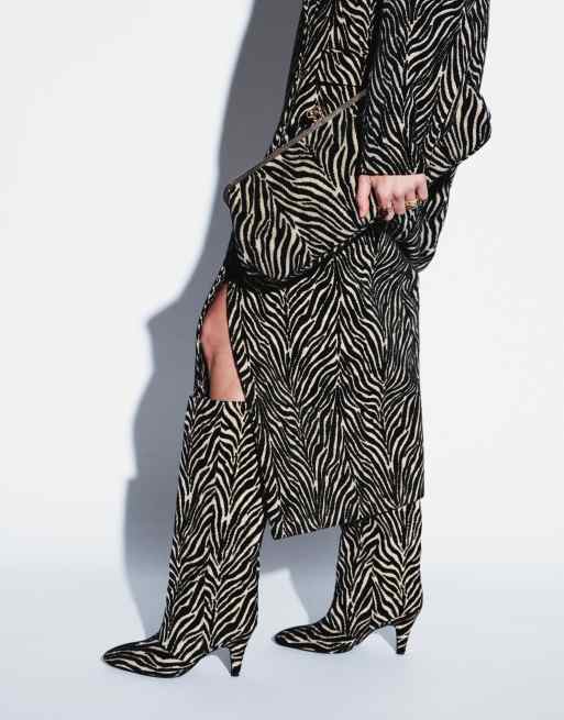 ASOS DESIGN lang formal dad-frakke i jacquard med zebra, 6 af 6