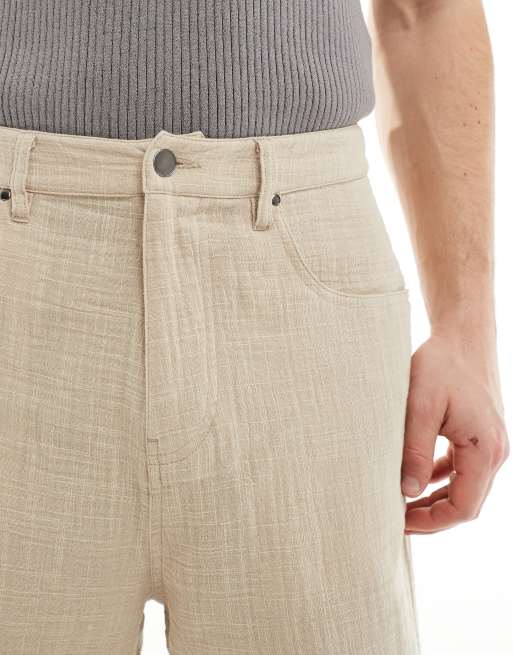 ASOS DESIGN – Lang geschnittene, strukturierte Shorts in Steinbeige, 3 von 5