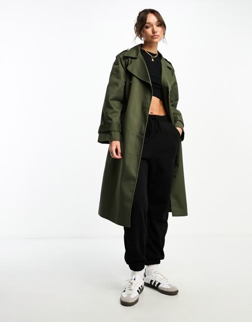 ASOS DESIGN – Lang geschnittener Trenchcoat in dunklem Khaki, 2 von 4