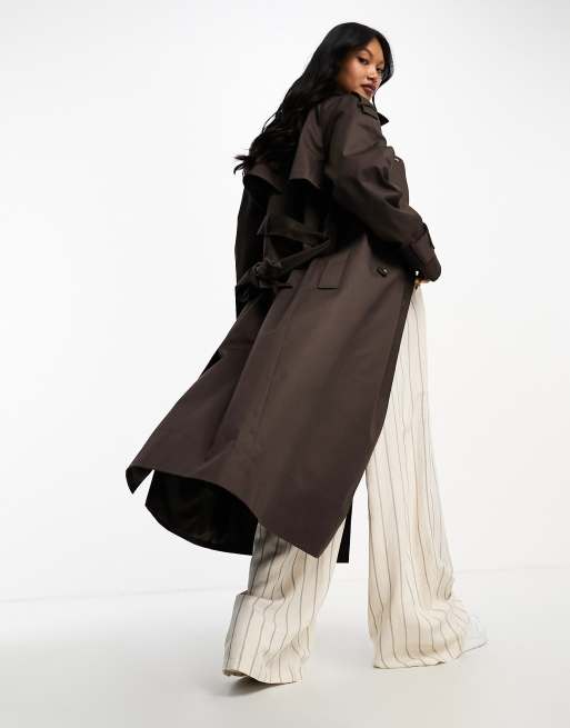 ASOS DESIGN – Lang geschnittener Trenchcoat in Schokobraun, 2 von 4