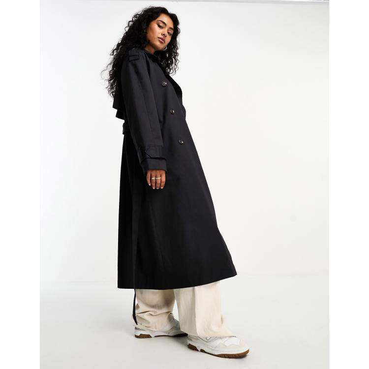 ASOS DESIGN Lang geschnittener Trenchcoat in Schwarz
