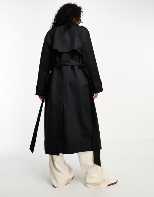 ASOS DESIGN Lang geschnittener Trenchcoat in Schwarz