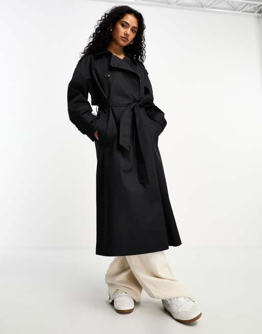 Asos black trench coat on sale