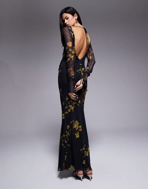 ASOS DESIGN – Lang mit Blumenmuster, Riemchendetail und Blumendetail, 3 von 4