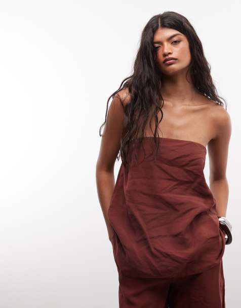 ASOS DESIGN lång modell bandeau-set i choklad - view 1