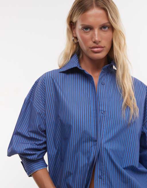 ASOS DESIGN lång oversize-skjorta med bred manschett och ränder, 3 av 4