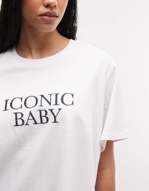 ASOS DESIGN - Lang oversized T-shirt met iconic-slogan in wit, 2 van 4