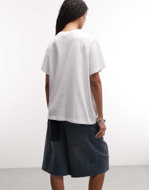 ASOS DESIGN - Lang oversized T-shirt met iconic-slogan in wit, 4 van 4