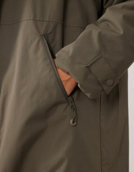 ASOS DESIGN lang raincoat med borg-for i khaki, 2 af 4