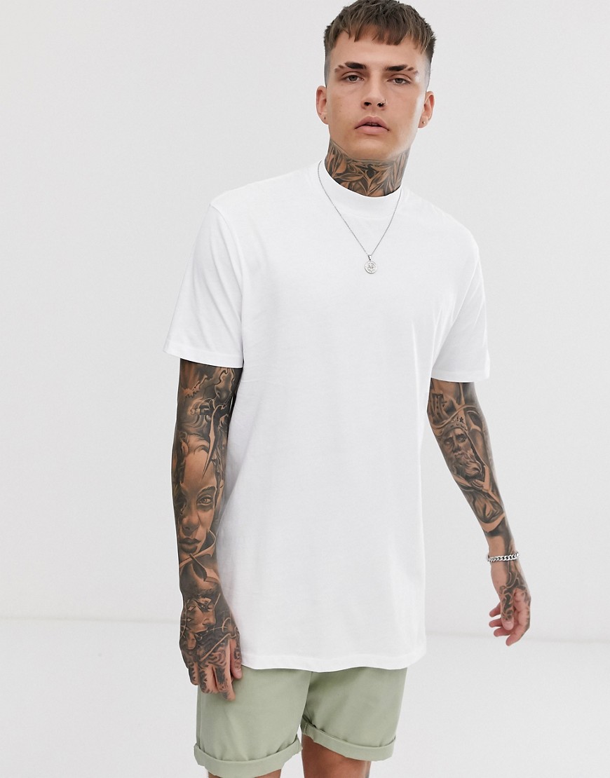 ASOS DESIGN - Lang ruimvallend T-shirt met zijsplit in wit
