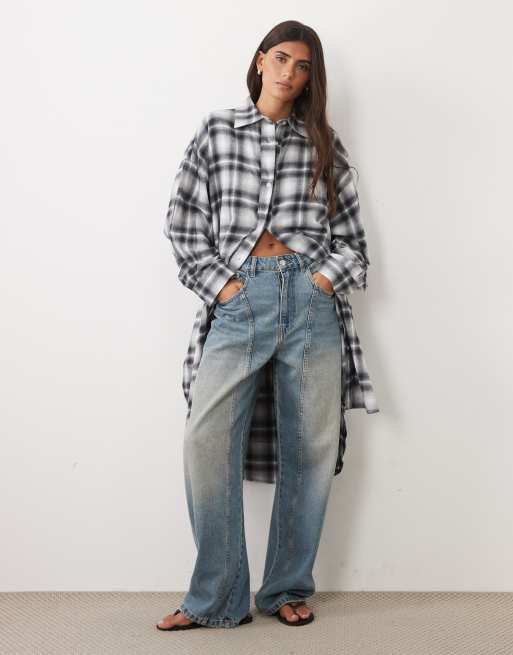 ASOS DESIGN lång skjorta i rutigt, 3 av 4