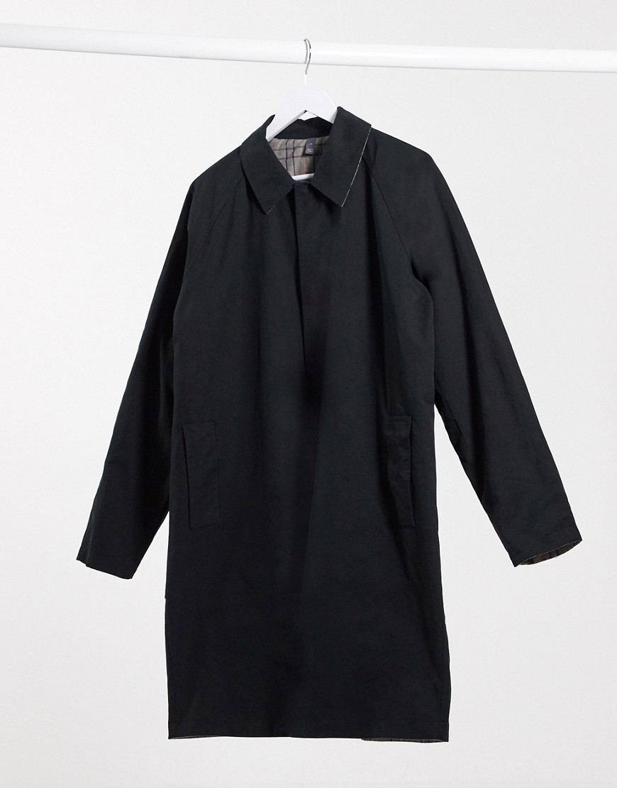 ASOS DESIGN - Lang vendbar jakke i sorte og grå tern