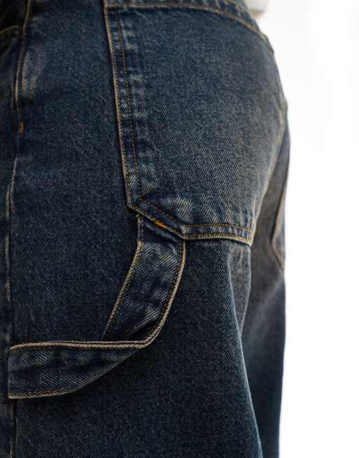 ASOS DESIGN – Långa jeansshorts med snickardetaljer och blek tvätt, 5 av 5