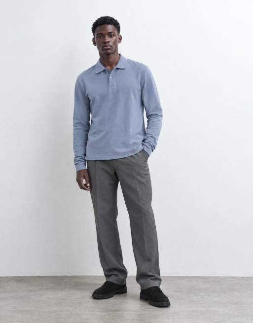 ASOS DESIGN Langarm-Polo in blauem Pikee, 9 von 10