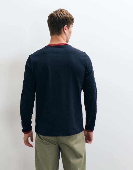 ASOS DESIGN Langarm-Ringer-Top in Marineblau, 5 von 5