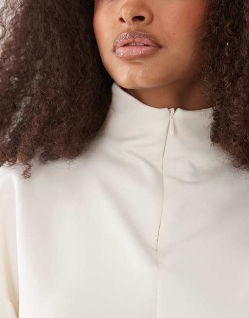 ASOS DESIGN – Långärmad topp med hög krage och kvartslång dragkedja, 3 av 4