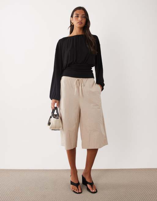 ASOS DESIGN långärmad topp med markerad midja i svart, 3 av 4